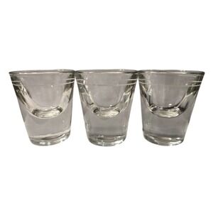 2  Vtg Libbey Shot Glass Weighted Bottom White Pour Line Bar Ware